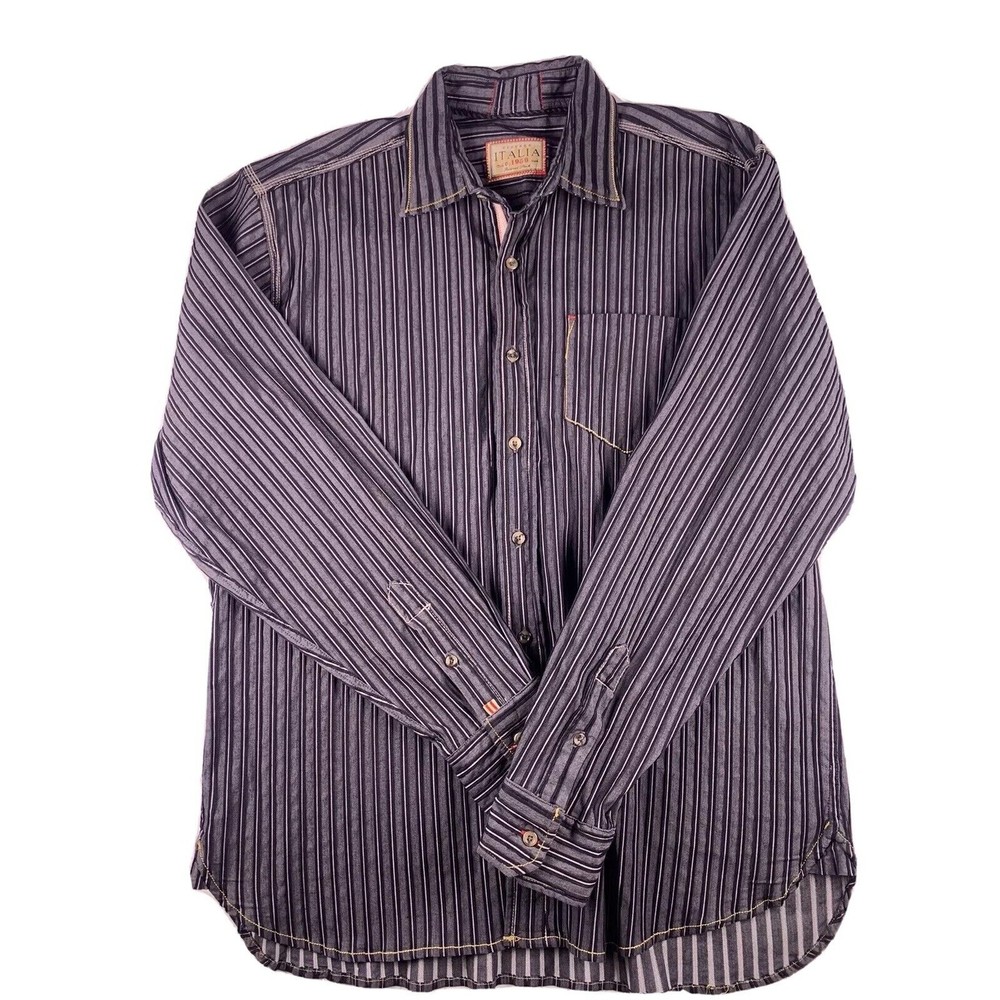 Vintage  Italia button down mens shirt, Large size, Long sleeve 44 Chest